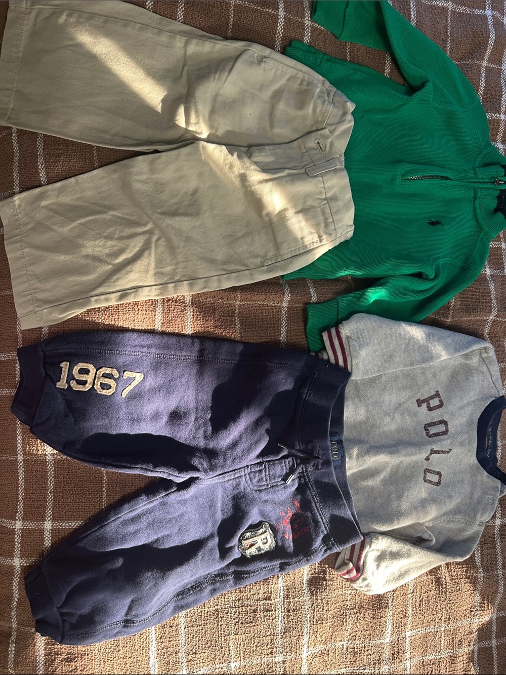 Ralph Lauren Green Half-Zip Pullover with Navy Joggers Set